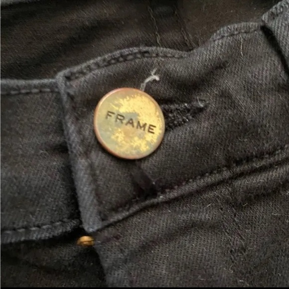 FRAME Le Skinny de Jeanne Mid Rise Black Stretch Skinny Denim Jean Size 25 - Picture 4 of 8
